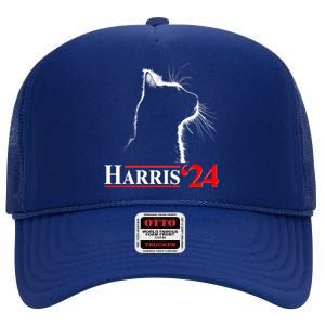 Cat Lady Ladies For Kamala Harris 2024 High Crown Mesh Back Trucker Hat