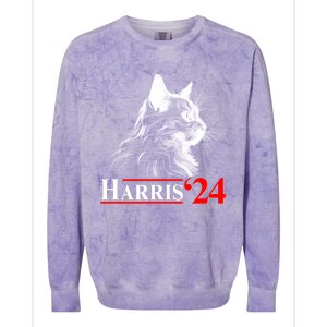 Cat Lady Ladies For Kamala Harris 2024 Colorblast Crewneck Sweatshirt