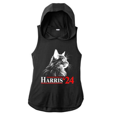 Cat Lady Ladies For Kamala Harris 2024 Ladies PosiCharge Tri-Blend Wicking Draft Hoodie Tank