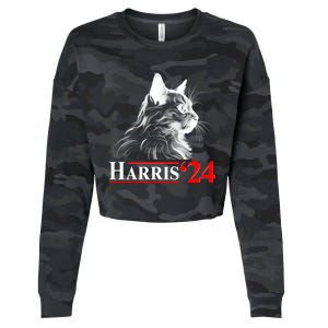 Cat Lady Ladies For Kamala Harris 2024 Cropped Pullover Crew