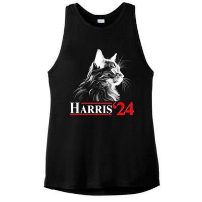 Cat Lady Ladies For Kamala Harris 2024 Ladies PosiCharge Tri-Blend Wicking Tank