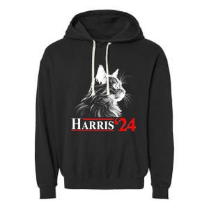 Cat Lady Ladies For Kamala Harris 2024 Garment-Dyed Fleece Hoodie