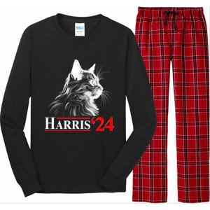 Cat Lady Ladies For Kamala Harris 2024 Long Sleeve Pajama Set