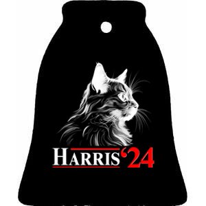 Cat Lady Ladies For Kamala Harris 2024 Ceramic Bell Ornament