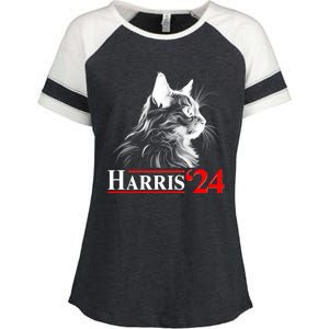 Cat Lady Ladies For Kamala Harris 2024 Enza Ladies Jersey Colorblock Tee