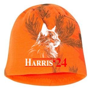 Cat Lady Ladies For Kamala Harris 2024 Kati - Camo Knit Beanie