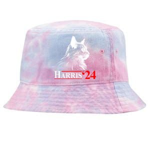 Cat Lady Ladies For Kamala Harris 2024 Tie-Dyed Bucket Hat