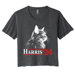 Cat Lady Ladies For Kamala Harris 2024 Women's Crop Top Tee