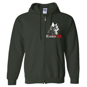 Cat Lady Ladies For Kamala Harris 2024 Full Zip Hoodie