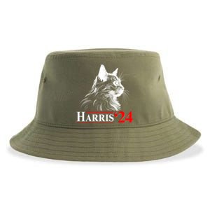 Cat Lady Ladies For Kamala Harris 2024 Sustainable Bucket Hat