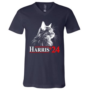 Cat Lady Ladies For Kamala Harris 2024 V-Neck T-Shirt