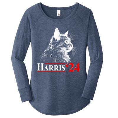 Cat Lady Ladies For Kamala Harris 2024 Women's Perfect Tri Tunic Long Sleeve Shirt