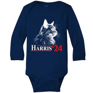 Cat Lady Ladies For Kamala Harris 2024 Baby Long Sleeve Bodysuit