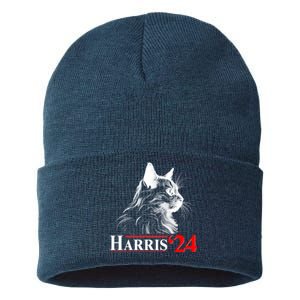 Cat Lady Ladies For Kamala Harris 2024 Sustainable Knit Beanie