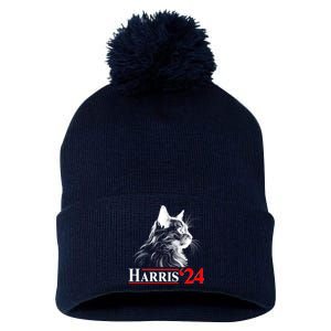 Cat Lady Ladies For Kamala Harris 2024 Pom Pom 12in Knit Beanie