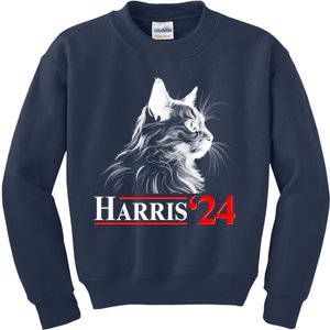 Cat Lady Ladies For Kamala Harris 2024 Kids Sweatshirt