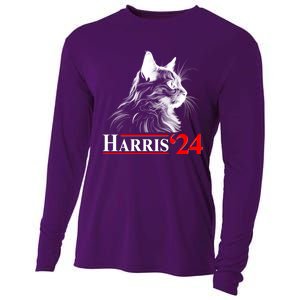 Cat Lady Ladies For Kamala Harris 2024 Cooling Performance Long Sleeve Crew