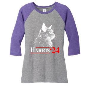 Cat Lady Ladies For Kamala Harris 2024 Women's Tri-Blend 3/4-Sleeve Raglan Shirt