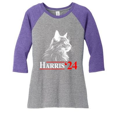 Cat Lady Ladies For Kamala Harris 2024 Women's Tri-Blend 3/4-Sleeve Raglan Shirt