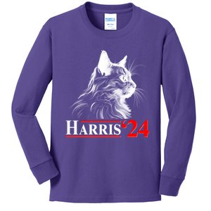 Cat Lady Ladies For Kamala Harris 2024 Kids Long Sleeve Shirt