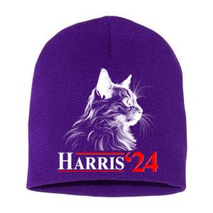 Cat Lady Ladies For Kamala Harris 2024 Short Acrylic Beanie