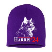 Cat Lady Ladies For Kamala Harris 2024 Short Acrylic Beanie