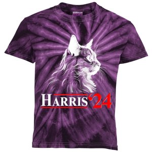 Cat Lady Ladies For Kamala Harris 2024 Kids Tie-Dye T-Shirt