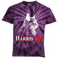 Cat Lady Ladies For Kamala Harris 2024 Kids Tie-Dye T-Shirt