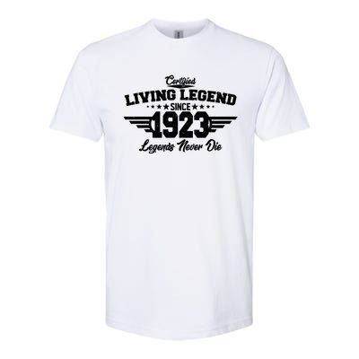 Certified Living Legend Since 1923 Legends Never Die 100th Birthday Softstyle® CVC T-Shirt