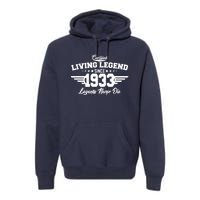 Certified Living Legend Since 1933 Legends Never Die 90th Birthday Premium Hoodie