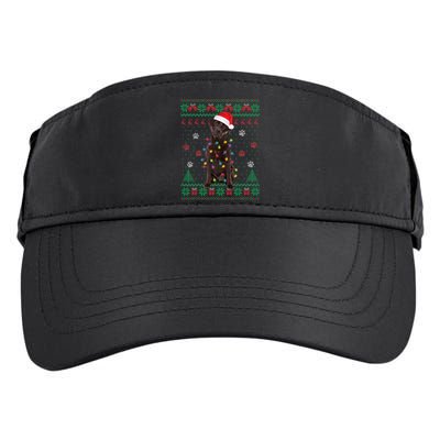 Chocolate Lab Labrador Christmas Lights Dog Ugly Sweater Adult Drive Performance Visor