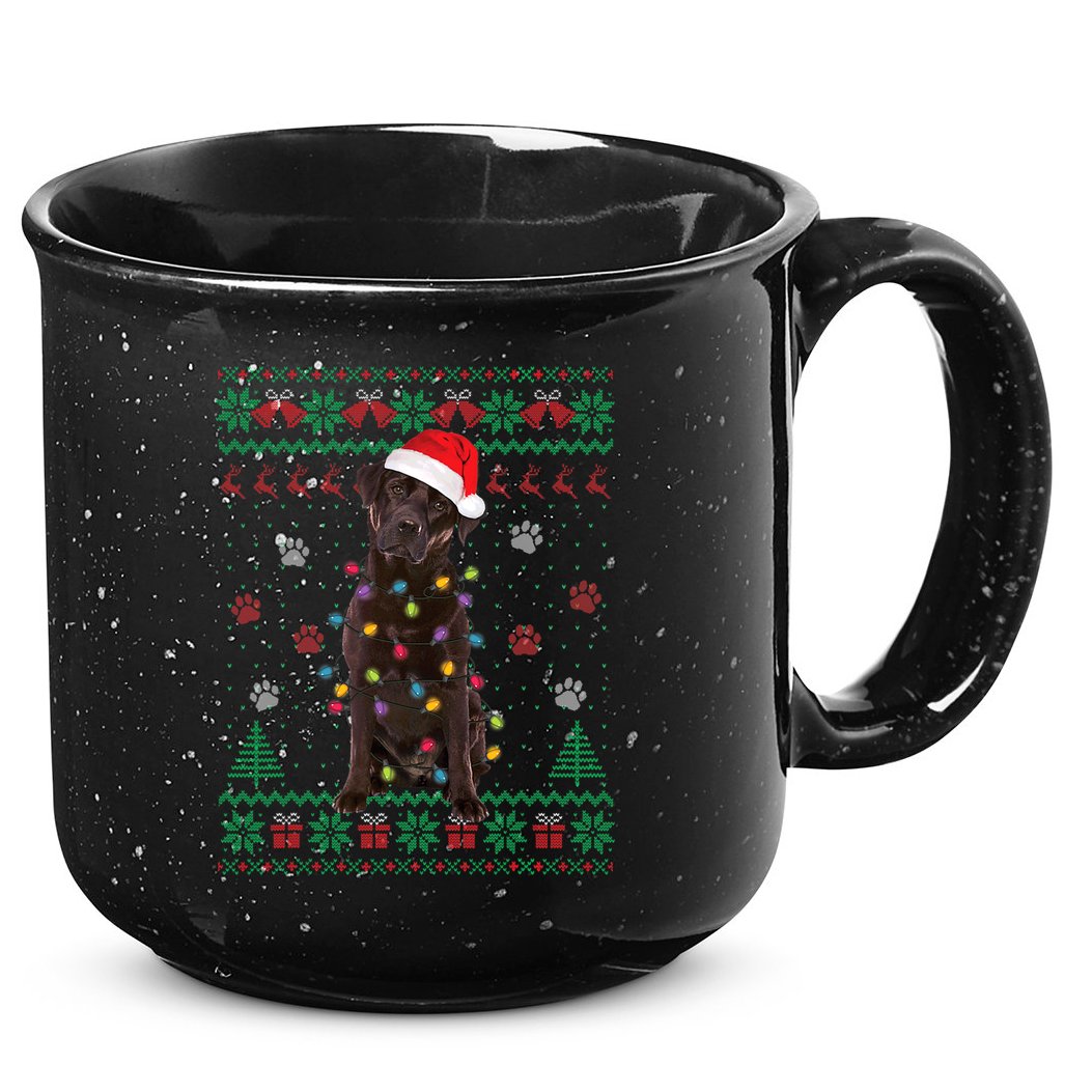 Chocolate Lab Labrador Christmas Lights Dog Ugly Sweater 15oz Campfire Ceramic Mug