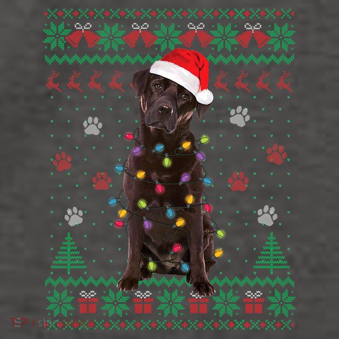 Chocolate Lab Labrador Christmas Lights Dog Ugly Sweater Vector Backpack
