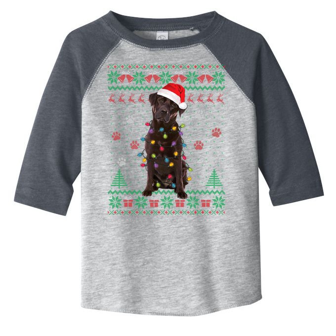 Chocolate Lab Labrador Christmas Lights Dog Ugly Sweater Toddler Fine Jersey T-Shirt