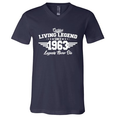 Certified Living Legend Since 1963 Legends Never Die 60th Birthday V-Neck T-Shirt