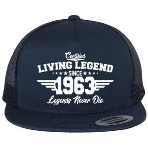 Certified Living Legend Since 1963 Legends Never Die 60th Birthday Flat Bill Trucker Hat