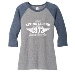 Certified Living Legend Since 1973 Legends Never Die 50th Birthday Women's Tri-Blend 3/4-Sleeve Raglan Shirt