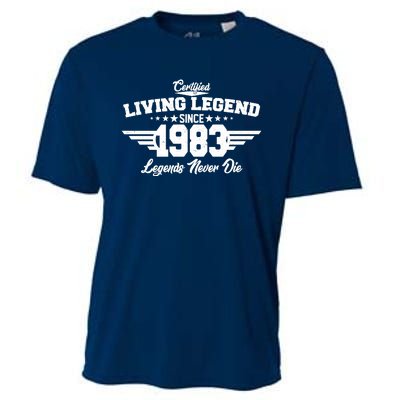 Certified Living Legend Since 1983 Legends Never Die 40th Birthday Cooling Performance Crew T-Shirt