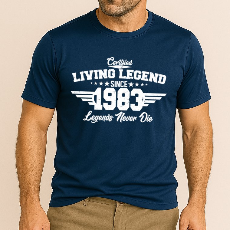 Certified Living Legend Since 1983 Legends Never Die 40th Birthday Cooling Performance Crew T-Shirt