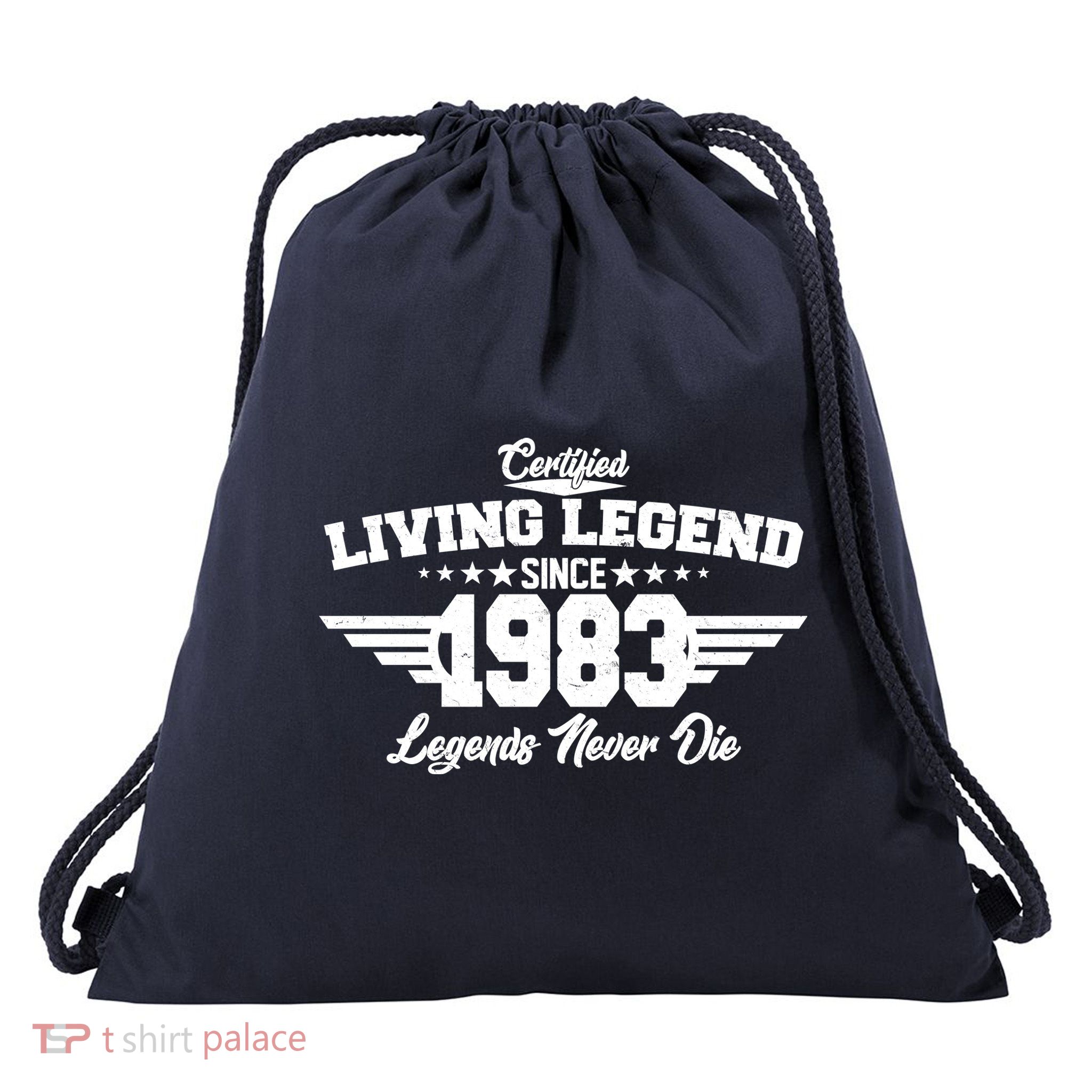 Certified Living Legend Since 1983 Legends Never Die 40th Birthday Drawstring Bag