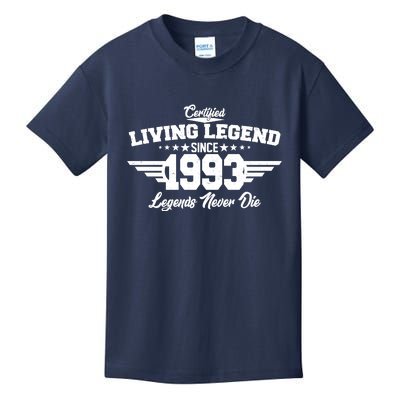 Certified Living Legend Since 1993 Legends Never Die 30th Birthday Kids T-Shirt