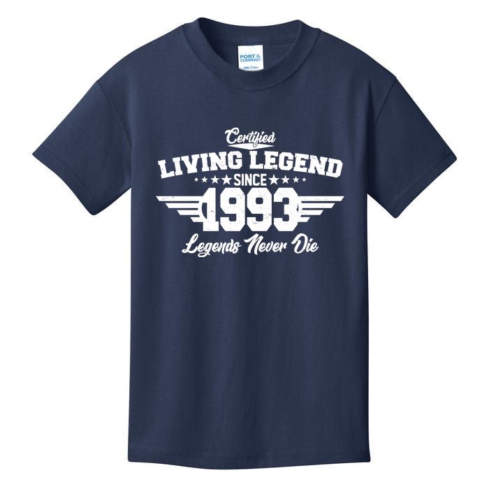 Certified Living Legend Since 1993 Legends Never Die 30th Birthday Kids T-Shirt