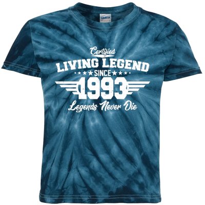 Certified Living Legend Since 1993 Legends Never Die 30th Birthday Kids Tie-Dye T-Shirt