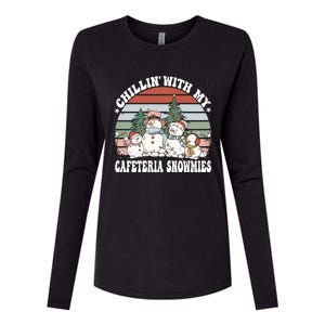 Christmas Lunch Lady Chillin With My Cafeteria Snowmies Gift Womens Cotton Relaxed Long Sleeve T-Shirt