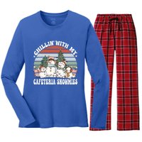 Christmas Lunch Lady Chillin With My Cafeteria Snowmies Gift Women's Long Sleeve Flannel Pajama Set 