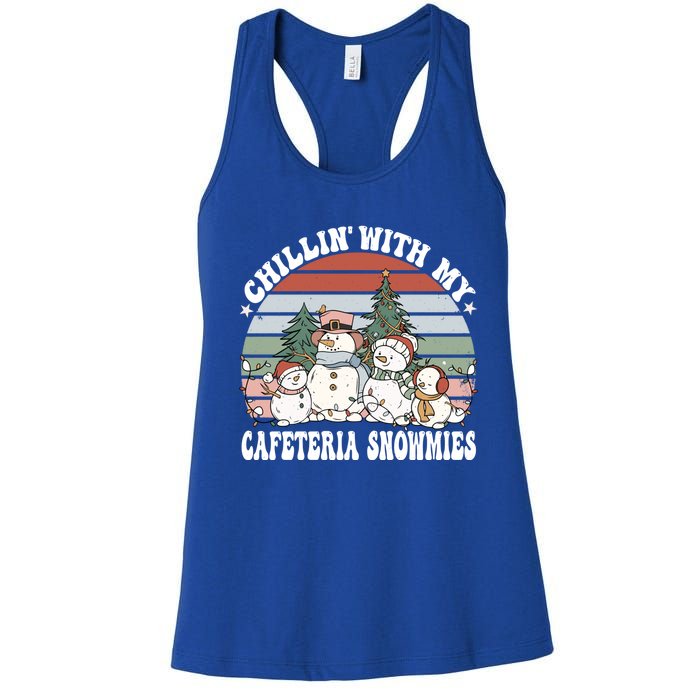 Christmas Lunch Lady Chillin With My Cafeteria Snowmies Gift Women's Racerback Tank