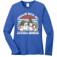 Christmas Lunch Lady Chillin With My Cafeteria Snowmies Gift Ladies Long Sleeve Shirt