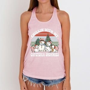 Christmas Lunch Lady Chillin With My Cafeteria Snowmies Gift Women's Knotted Racerback Tank