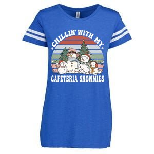 Christmas Lunch Lady Chillin With My Cafeteria Snowmies Gift Enza Ladies Jersey Football T-Shirt