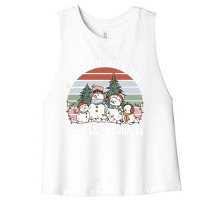 Christmas Lunch Lady Chillin With My Cafeteria Snowmies Gift Women's Racerback Cropped Tank